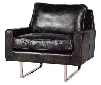 4251549304371 - Luxus Echtleder Sessel Vintage Schwarz Silber 87 x 86 x H 83 cm - Leder Möbel 4251549304371 - Luxus Echtleder Sessel Vintage Schwarz Silber 87 x 86 x H 83 cm - Leder Möbel