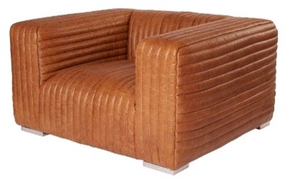 4251549304425 - Luxus Echtleder Sessel Braun 127 x 110 x H 67 cm - Hotel Leder MÃ¶bel