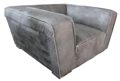 4251549304449 - Echtleder Sessel Grau 131 x 110 x H 67 cm - Luxus Leder MÃ¶bel