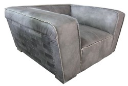 4251549304449 - Echtleder Sessel Grau 131 x 110 x H 67 cm - Luxus Leder MÃ¶bel