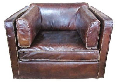 4251549304470 - Luxus Leder Sessel Dunkelbraun 106 x 99 x H 73 cm - Echtleder MÃ¶bel