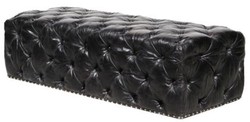4251549305255 - Chesterfield Echtleder FuÃhocker Vintage Schwarz 140 x 60 x H 42 cm - Luxus QualitÃ¤t
