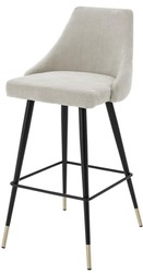 4251549306634 - Luxus Barstuhl Sandfarben   Schwarz 47 x 52 x H 101 cm - Luxus BarmÃ¶bel