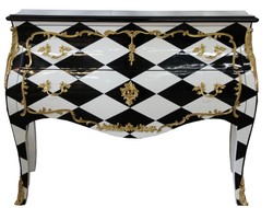 4251549306788 - Barock Kommode Karo Design 124 cm Antik Look 4251549306788 - Barock Kommode Karo Design 124 cm Antik Look