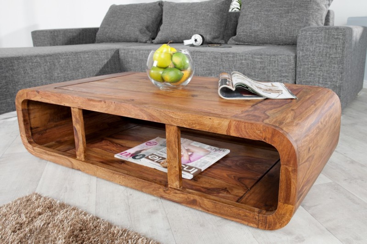 Tavolino da salotto in legno massello di design Casa Padrino natura 100 x  H. 30 cm - tavolo da salotto