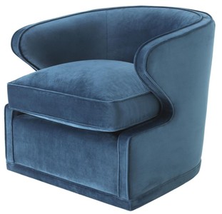 4251549306955 - Wohnzimmer Sessel   Drehsessel Blau 75 x 80 x H 73 cm - Luxus WohnzimmermÃ¶bel