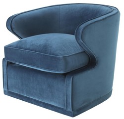 4251549306955 - Wohnzimmer Sessel   Drehsessel Blau 75 x 80 x H 73 cm - Luxus WohnzimmermÃ¶bel