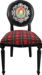 4251549307631 - Barock Luxus Esszimmer Stuhl ohne Armlehnen Schottland Karo   Schwarz Woman - Designer Stuhl - Limited Edition