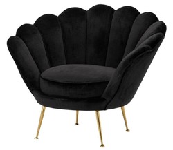 4251549307945 - Luxus Sessel Schwarz   Messing 965 x 79 x H 78 cm - Designer Hotel MÃ¶bel