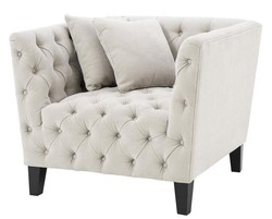 4251549307976 - Luxus Sessel Sandfarben   Schwarz 96 x 92 x H 78 cm - Chesterfield MÃ¶bel