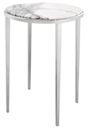 4251549308034 - Luxus Beistelltisch in silber mit weiÃer Marmorplatte Ã 375 x H 58 cm - WohnzimmermÃ¶bel