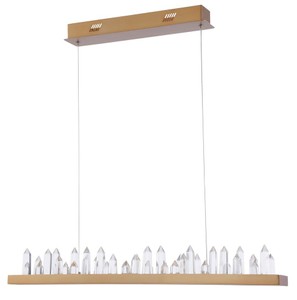 4251549308843 - LED HÃ¤ngeleuchte mit messingfarbenem Metallrahmen und Kristallglaszacken 80 x 9 x H 104 cm - WohnzimmermÃ¶bel