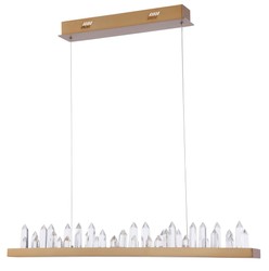 4251549308843 - LED HÃ¤ngeleuchte mit messingfarbenem Metallrahmen und Kristallglaszacken 80 x 9 x H 104 cm - WohnzimmermÃ¶bel