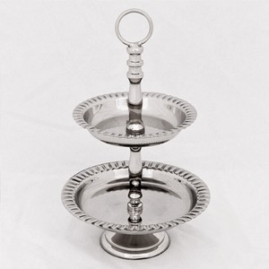 4251549309062 - Designer  Etagere 2-Stufig Nickel Finish HÃ¶he 18 cm Durchmesser 11 cm - Servierschale - Deko Schale