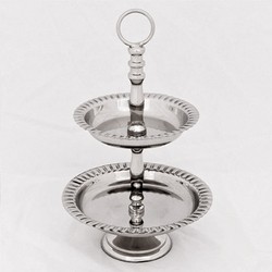 4251549309062 - Designer  Etagere 2-Stufig Nickel Finish HÃ¶he 18 cm Durchmesser 11 cm - Servierschale - Deko Schale