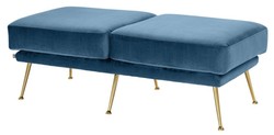 4251549309260 - Luxus Sitzbank Blau   Messingfarben 125 x 58 x H 45 cm - DesignermÃ¶bel