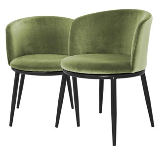 4251549309321 - Luxus Esszimmerstuhl Set HellgrÃ¼n   Schwarz 57 x 57 x H 74 cm - EsszimmermÃ¶bel