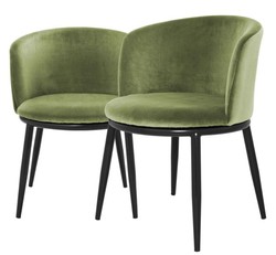 4251549309321 - Luxus Esszimmerstuhl Set HellgrÃ¼n   Schwarz 57 x 57 x H 74 cm - EsszimmermÃ¶bel