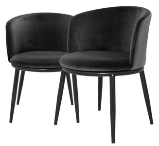 4251549309338 - Luxus Esszimmerstuhl Set Schwarz 57 x 57 x H 74 cm - EsszimmermÃ¶bel