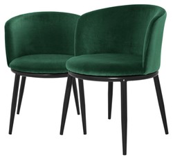 4251549309741 - Luxus Esszimmerstuhl Set GrÃ¼n   Schwarz 57 x 57 x H 74 cm - EsszimmermÃ¶bel