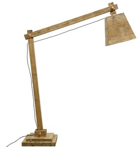 4251549309895 - Kiefernholz Stehleuchte Naturfarben 190 x 52 x H 220 cm - Luxus Stehlampe mit schwarzem Kabel