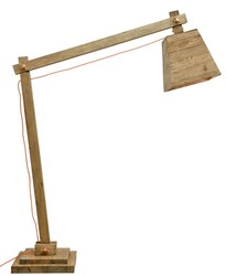 4251549309901 - Kiefernholz Stehleuchte Naturfarben 190 x 52 x H 220 cm - Luxus Stehlampe mit orangefarbenem Kabel