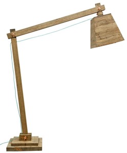 4251549309918 - Kiefernholz Stehleuchte Naturfarben 190 x 52 x H 220 cm - Luxus Stehlampe mit aqua blauem Kabel