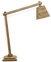 4251549309918 - Kiefernholz Stehleuchte Naturfarben 190 x 52 x H 220 cm - Luxus Stehlampe mit aqua blauem Kabel
