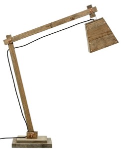 4251549309963 - Kiefernholz Tischleuchte Naturfarben 90 x 30 x H 105 cm - Luxus Tischlampe mit schwarzem Kabel