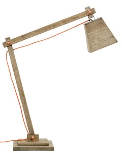 4251549309970 - Kiefernholz Tischleuchte Naturfarben 90 x 30 x H 105 cm - Luxus Tischlampe mit orangefarbenem Kabel