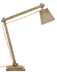 4251549309970 - Kiefernholz Tischleuchte Naturfarben 90 x 30 x H 105 cm - Luxus Tischlampe mit orangefarbenem Kabel