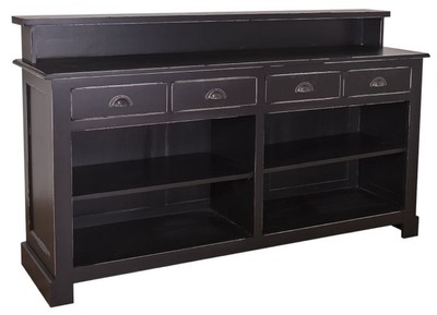 4251549310044 - Landhausstil Barschrank Antik Stil Schwarz 180 x 51 x H 107 cm - MÃ¶bel im Landhausstil