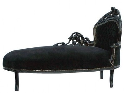 4251549310303 - Barock Chaiselongue Schwarz   Schwarz rechte Seite - MÃ¶bel Recamiere Liege Interior
