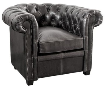 4251549310495 - Luxus Echtleder Sessel Vintage Schwarz 95 x 88 x H 73 cm - Chesterfield MÃ¶bel