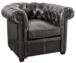 4251549310495 - Luxus Echtleder Sessel Vintage Schwarz 95 x 88 x H 73 cm - Chesterfield MÃ¶bel