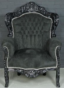 4251549310600 - Barock Sessel Schwarz 85 x 85 x H 120 cm - Barockstil Wohnzimmer Sessel