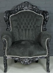 4251549310600 - Barock Sessel Schwarz 85 x 85 x H 120 cm - Barockstil Wohnzimmer Sessel