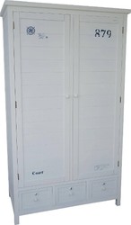 4251549310990 - Landhausstil Kleiderschrank WeiÃ   Dunkelblau 113 x 60 x H 195 cm - Landhausstil SchlafzimmermÃ¶bel