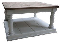 4251549311201 - Landhausstil Couchtisch WeiÃ   Braun 82 x 82 x H 48 cm - WohnzimmermÃ¶bel im Landhausstil