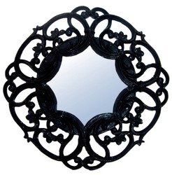 4251549311270 - Spiegel   Wandspiegel Schwarz Ã 100 cm - Art Deco MÃ¶bel