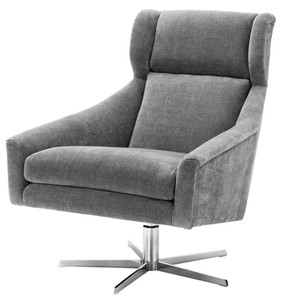 4251549311324 - Drehsessel Grau   Silber 76 x 98 x H 945 cm - Luxus MÃ¶bel