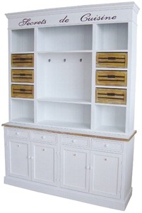 4251549311478 - Landhausstil KÃ¼chenschrank Antik WeiÃ   Naturfarben 160 x 43 x H 218 cm - Landhausstil KÃ¼chenmÃ¶bel