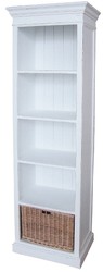 4251549311775 - Landhausstil Bücherschrank Antik Weiß Naturfarben 59 x 40 x H 194 cm - Möbel im Landhausstil 4251549311775 - Landhausstil Bücherschrank Antik Weiß Naturfarben 59 x 40 x H 194 cm - Möbel im Landhausstil