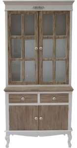 4251549312161 - Landhausstil Vitrinenschrank WeiÃ   Braun 89 x 40 x H 195 cm - Landhausstil MÃ¶bel