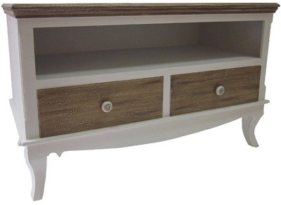4251549312239 - Landhausstil Fernsehschrank WeiÃ   Braun 100 x 42 x H 61 cm - Handgefertigter Wohnzimmer TV Schrank im Landhausstil