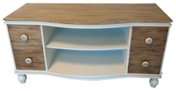 4251549312246 - Landhausstil Fernsehschrank WeiÃ   Braun 90 x 40 x H 45 cm - Handgefertigter Wohnzimmer TV Schrank im Landhausstil