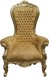 4251549312895 - Barock Thron Sessel Majestic Medium Gold Muster   Gold Mod2 mit Bling Bling Glitzersteinen - Riesensessel - Thron Stuhl Tron