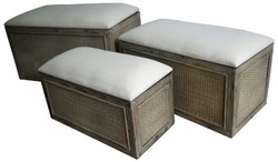 4251549312932 - Landhausstil Sitzbank 3er Set Braun   Beige - Handgefertigte SitzbÃ¤nke mit Stauraum und gepolsterten SitzflÃ¤chen