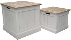 4251549312987 - Landhausstil Truhen 2er Set WeiÃ   Naturfarben - Handgefertigte Holztruhen in Paneeloptik