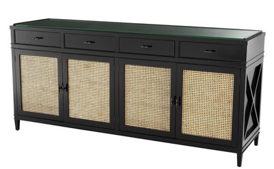 4251549313434 - Luxus Kommode Schwarz   Naturfarben 200 x 56 x H 925 cm - Limited Edition